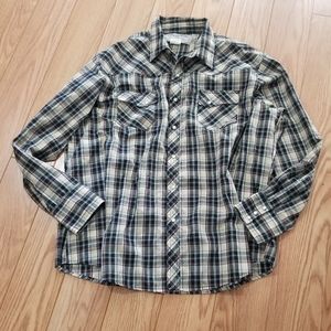 Wrangler Wrancher Plaid Cowboy Rodeo Shirt 2X